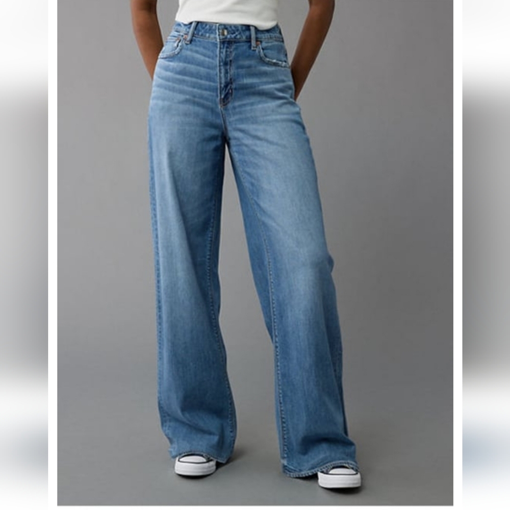 AE Dreamy Drape High Rise Wide Leg Jeans